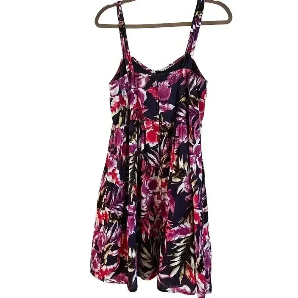 Torrid Floral Sundress Size 12 Lined Back Zipper Purple Sweetheart Neckline